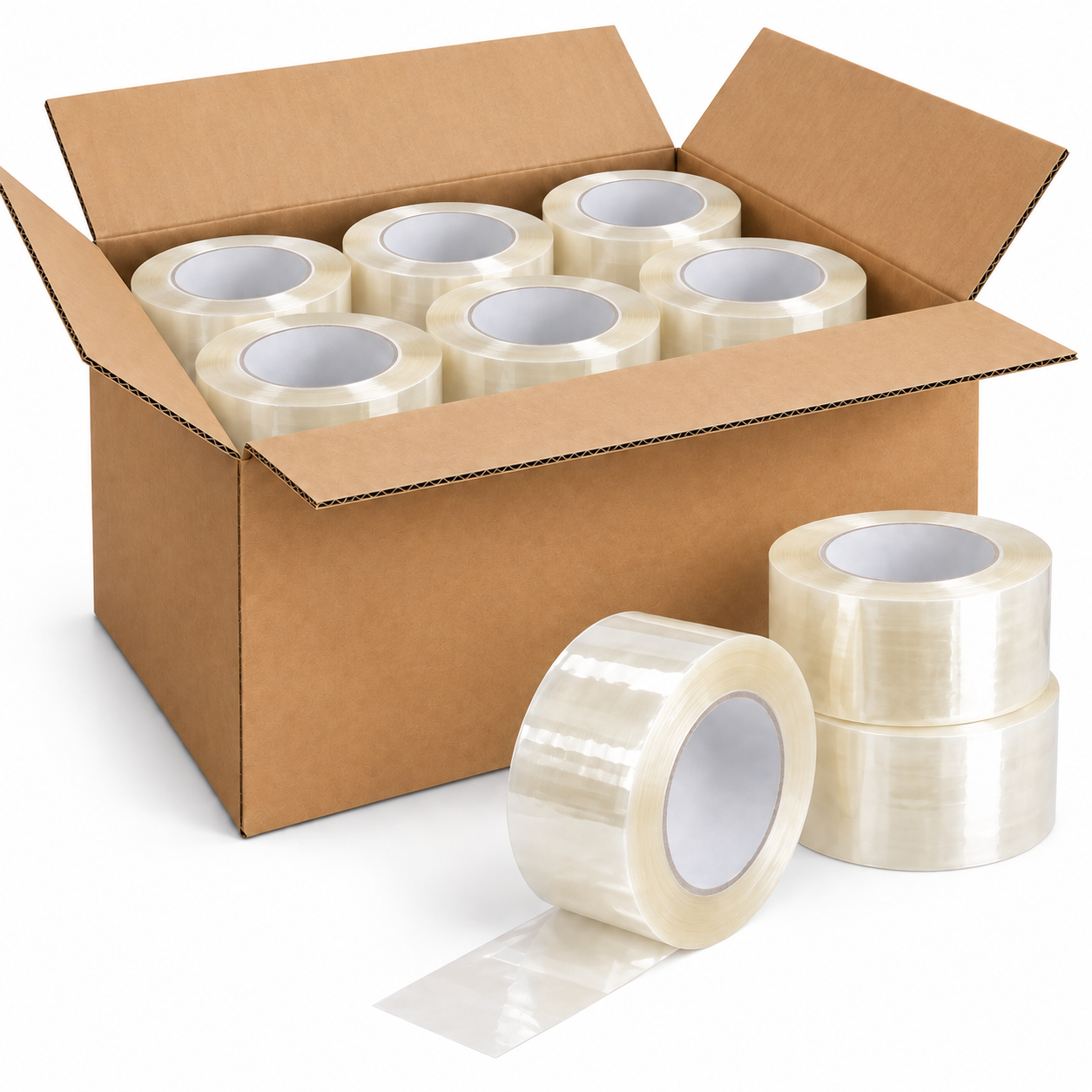 ADHESIF PP ACRYLIQUE MANUEL TRANSPARENT 50mmx100m 32 microns - Carton de 36 rlx